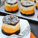 Mini Cheesecakes with Spider Webs for Halloween